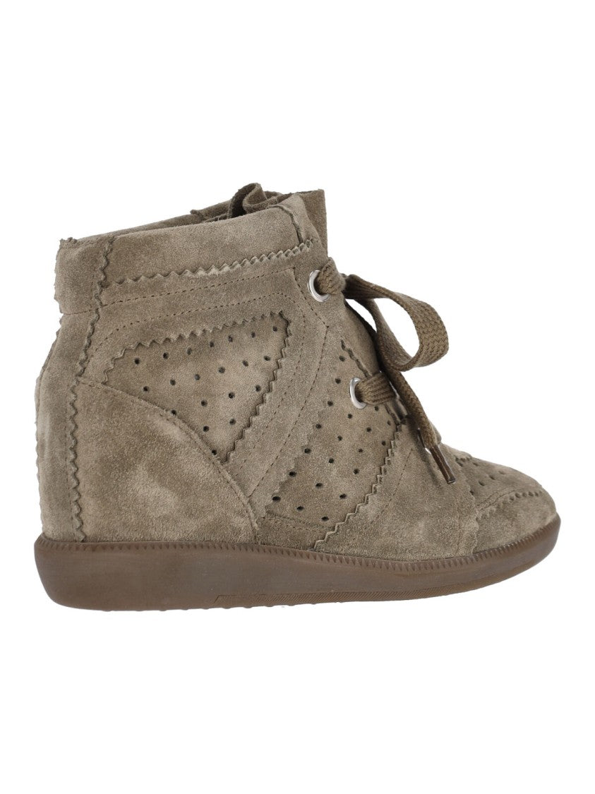 Isabel Marant Taupe Bobbie Suede Wedge Sneakers