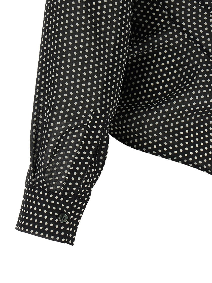 Junya Watanabe Silk-Effect Polka Dot Shirt With Asymmetric Hem