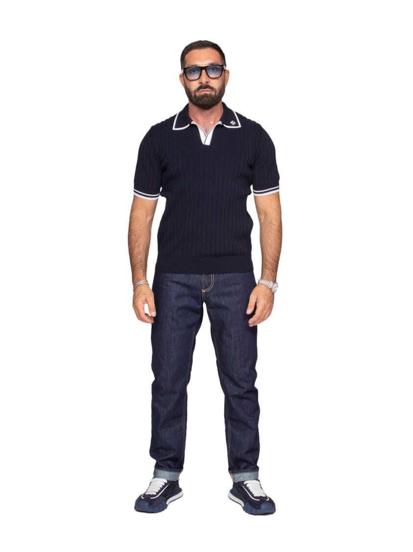 Dolce & Gabbana Ribbed Polo Shirt