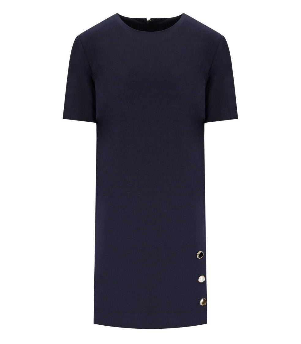 Twin-Set Blue Dress With Jewel Buttons