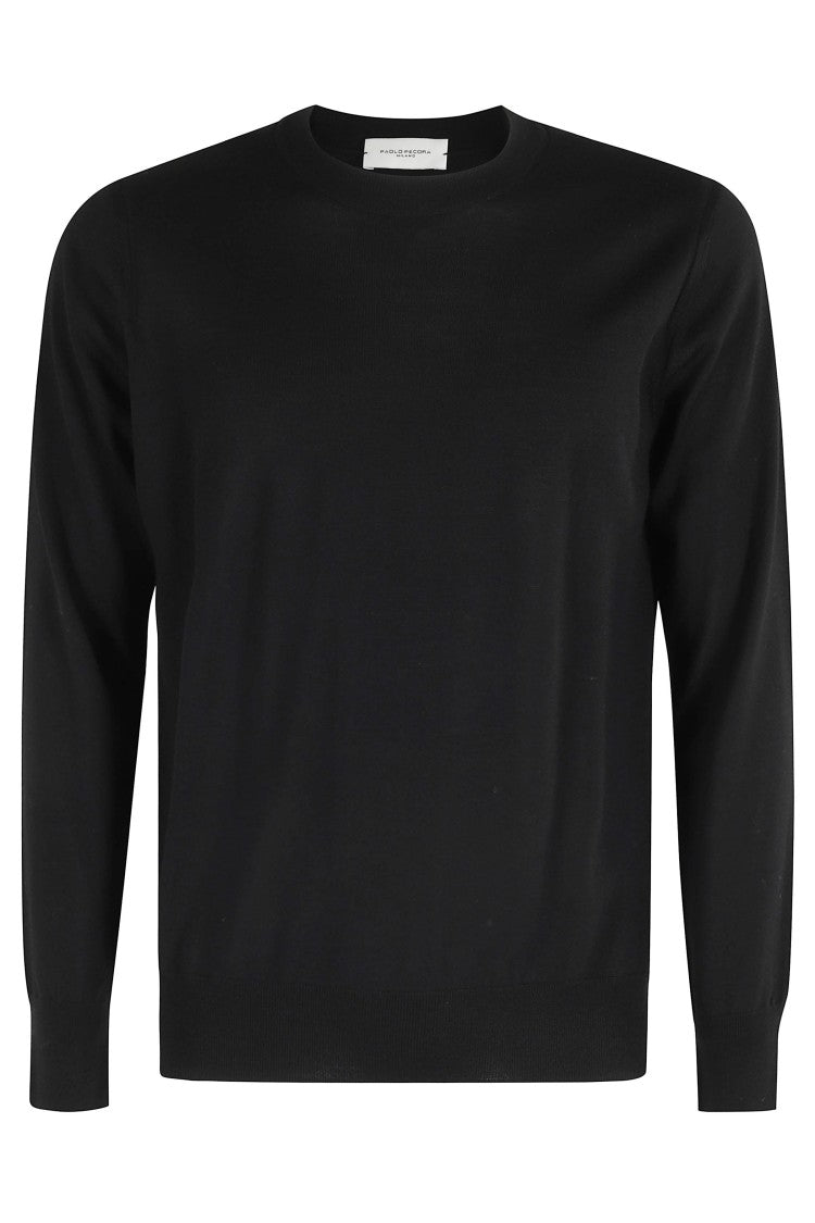 Paolo Pecora Black Extra-Fine Merino Wool Crewneck Sweater