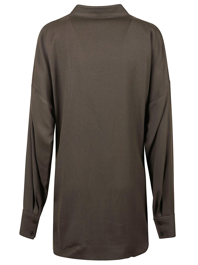 Iro Long-Sleeved Top With High Collar And Wrap Detail
