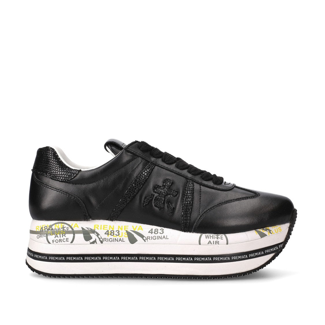 Premiata Beth Sneakers In Fabric And Black Leather