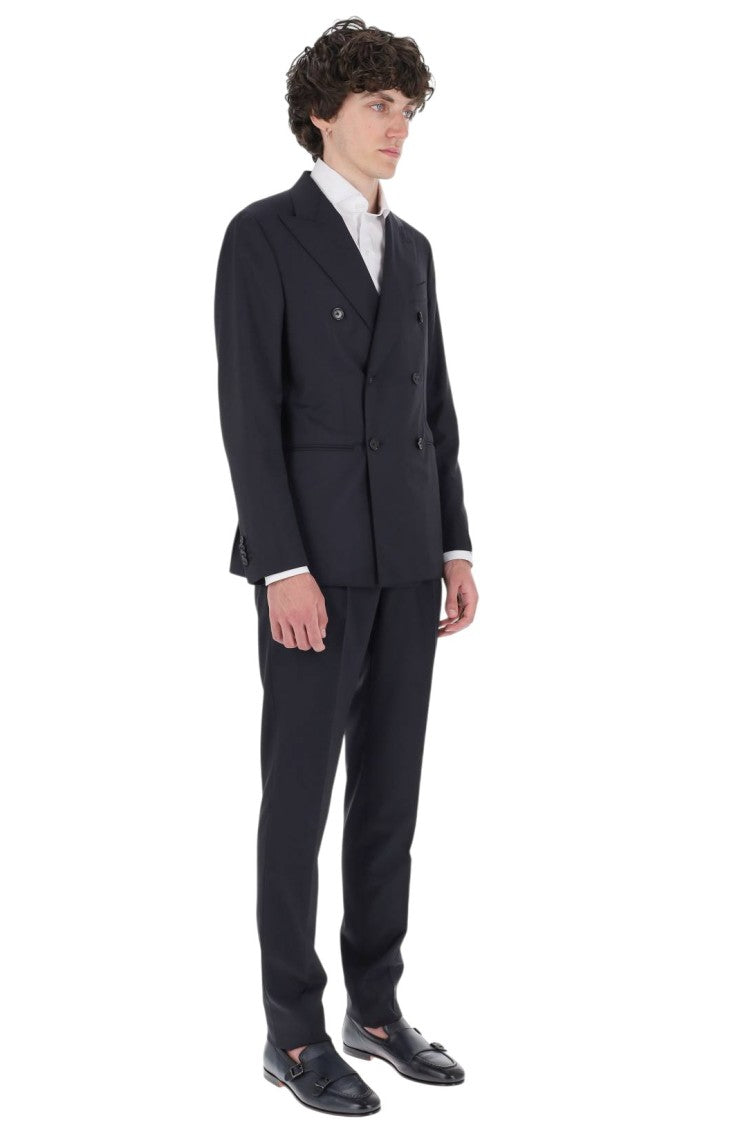 Caruso Blue Miura Double-Breasted Wool Suit
