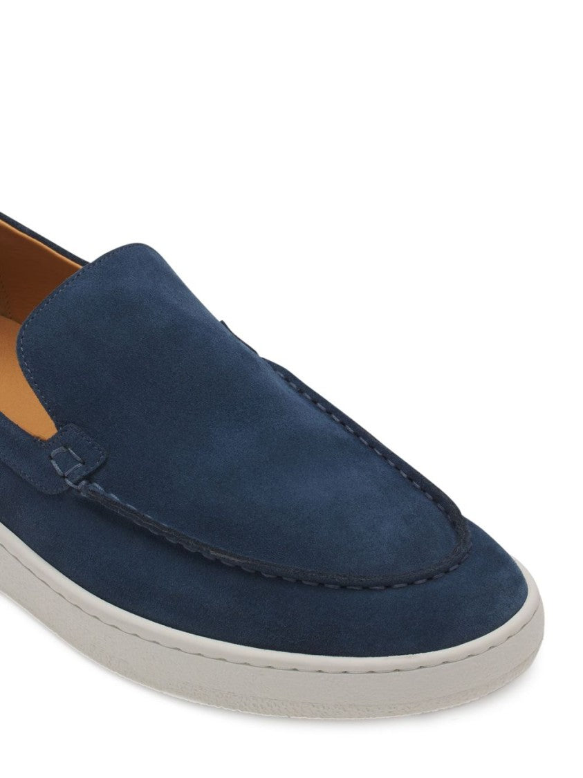 Lanvin Navy Blue Suede Slip-On Loafers