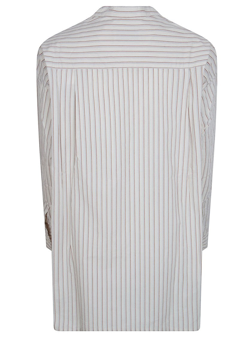 Yves Salomon Flowing Cotton Poplin Blouse With Officer Collar