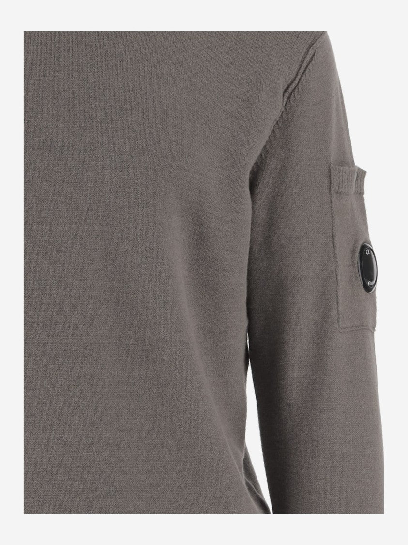 C.P. Company Cotton Blend Sweater With Ribbed Neck And Logo Detail