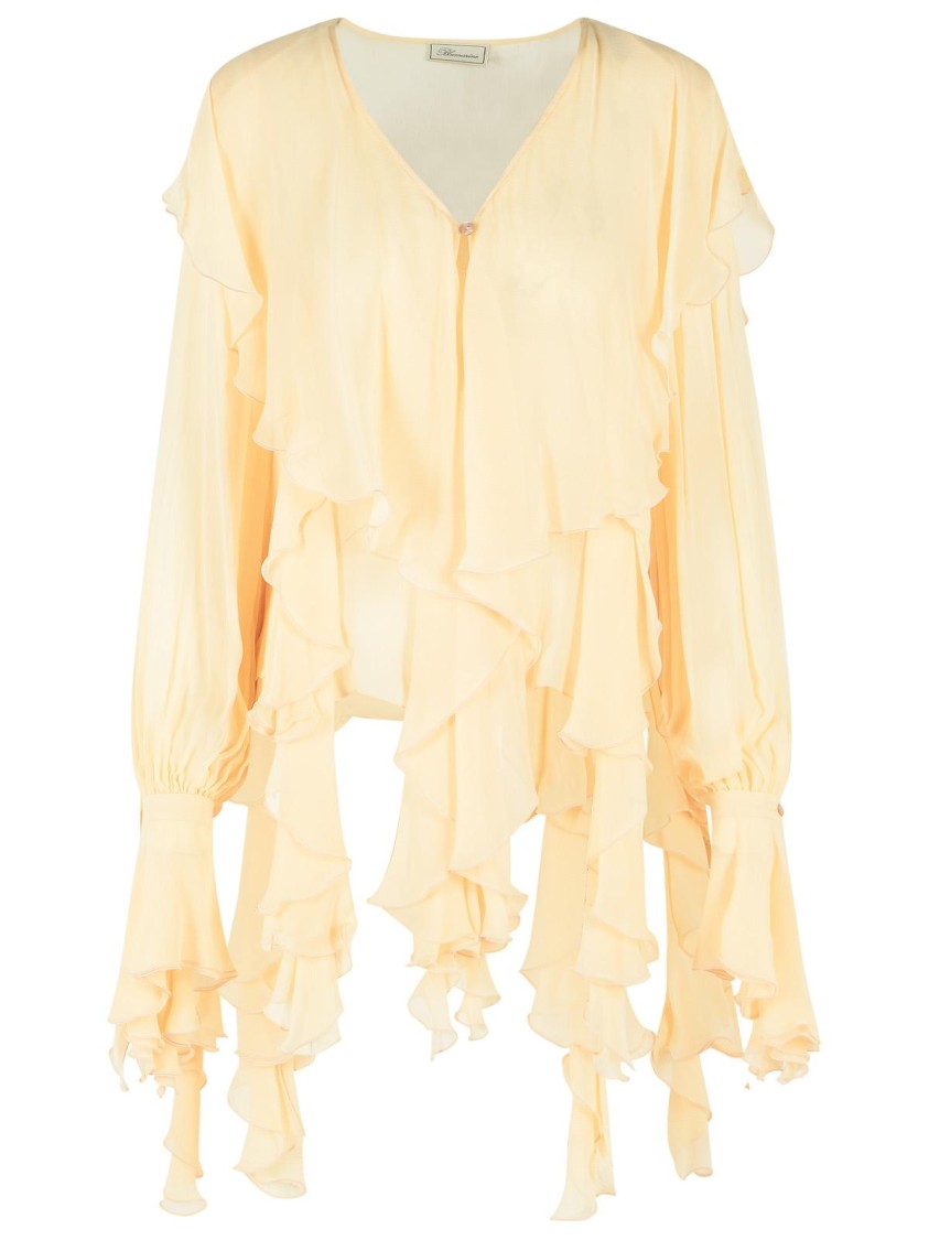 Blumarine Viscose 'Creponne' Blouse With Sailor Collar And Cascading Ruffles