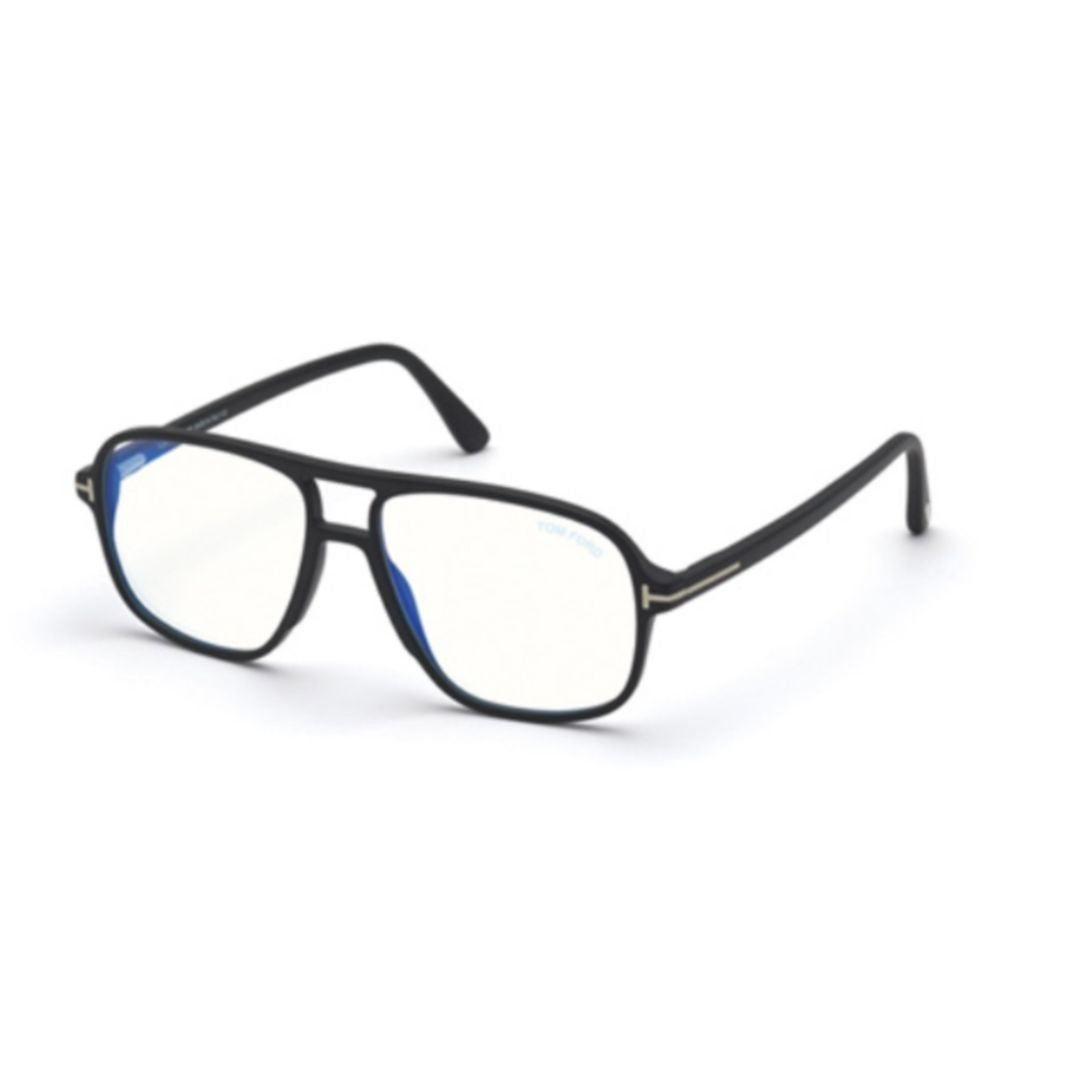 Tom Ford Black Ft5737-B Double Bridge Acetate Rectangular Eyeglasses