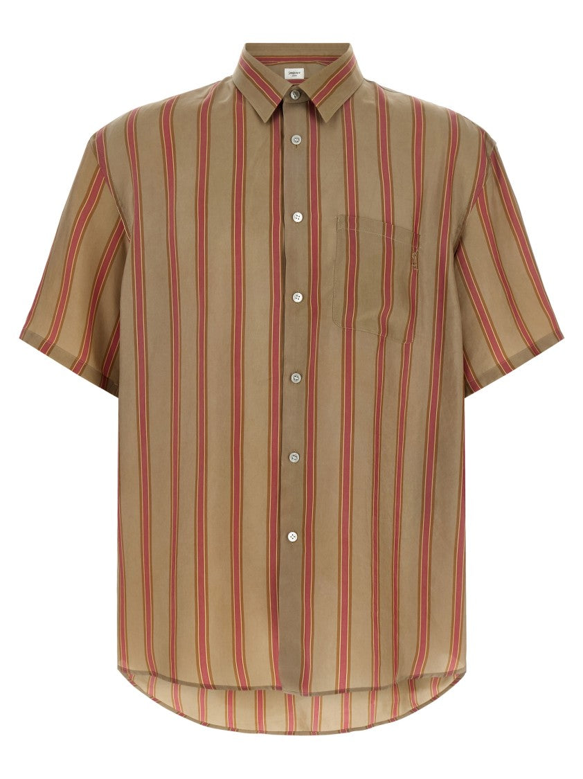 Saint Laurent 'Cassandre' Striped Cupro Shirt