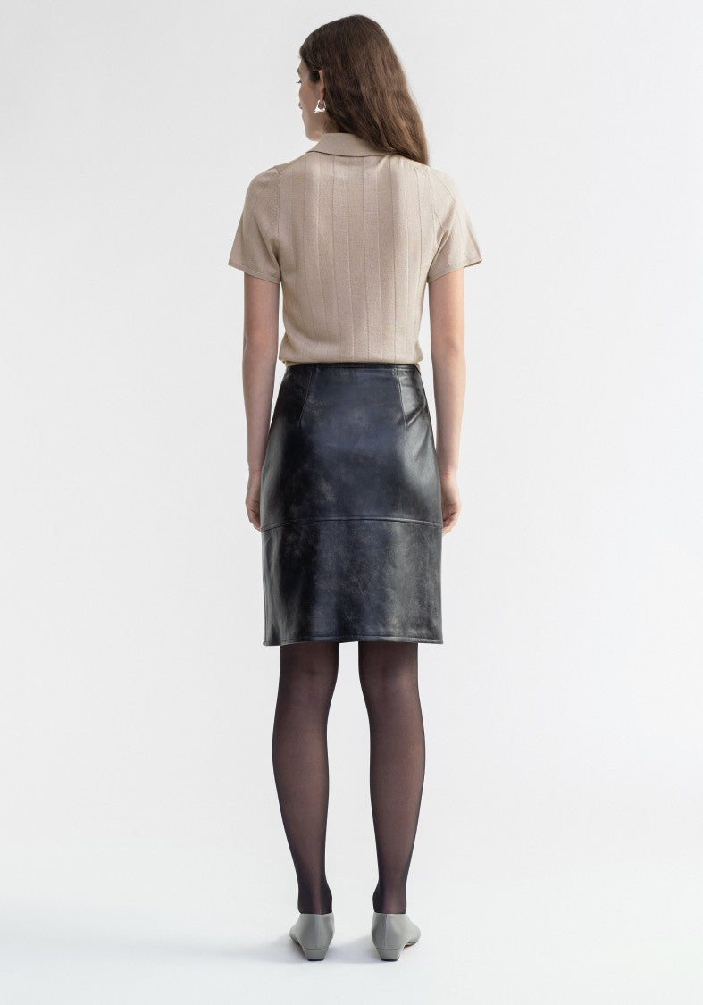 Aeron Doja - Vintage Leather Wrap Midi Skirt