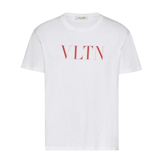 Valentino Minimalist White Crew Neck T-Shirt With Bold Red Logo