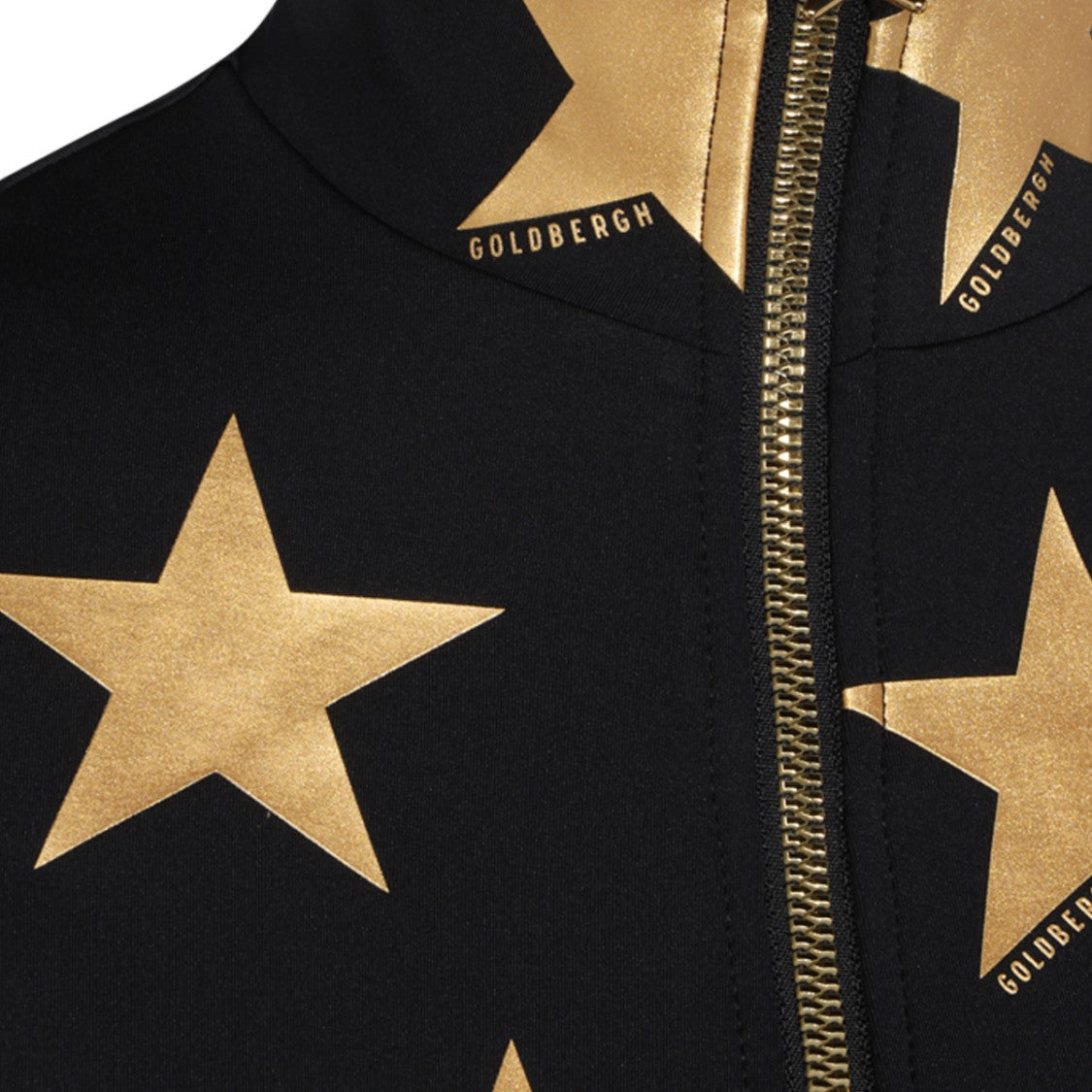 Goldbergh Black Metallic Gold Star Fitted Top