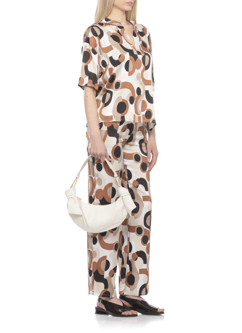 Coccinelle Crescent-Shaped Ivory Leather Shoulder Bag With Golden Hardware