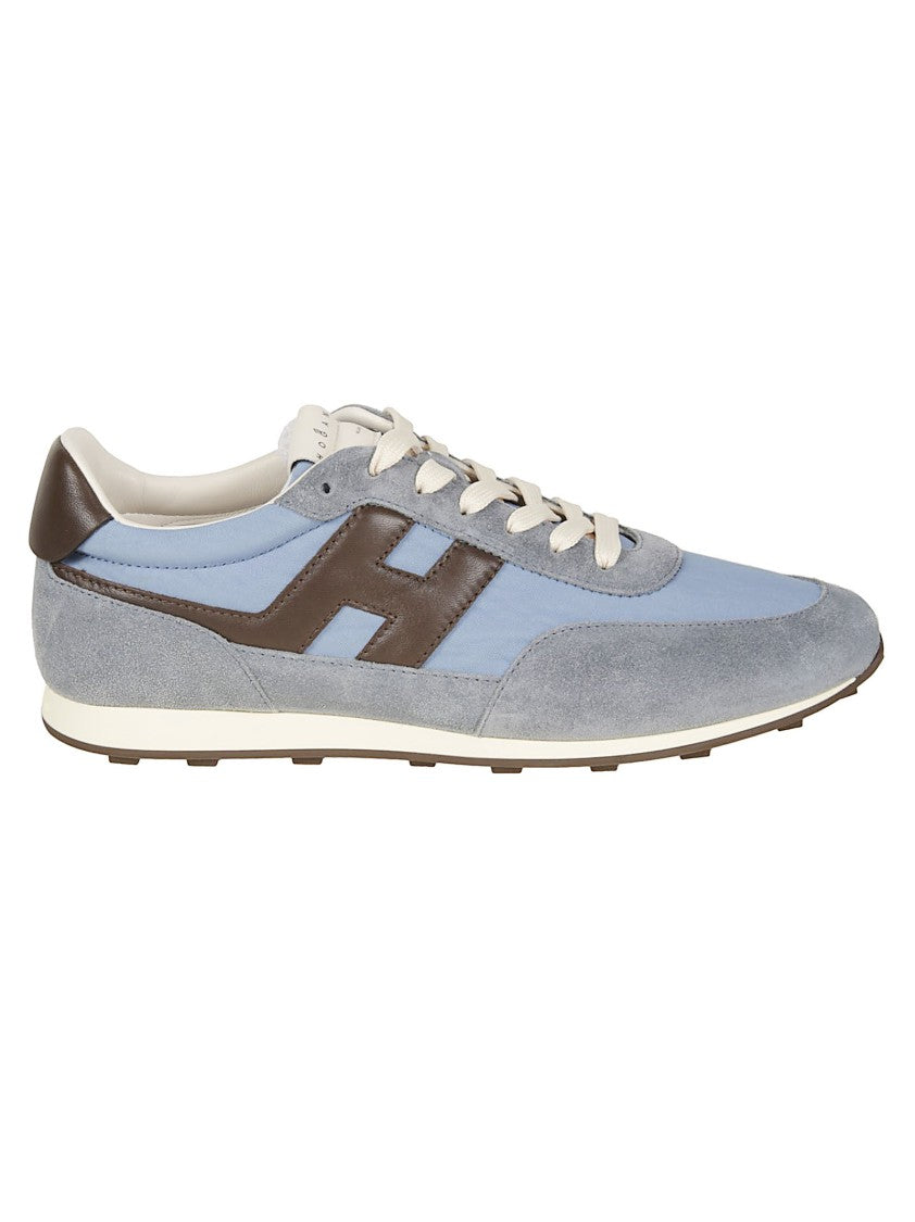Hogan Light Blue H699 Polyamide-Blend Suede Sneakers