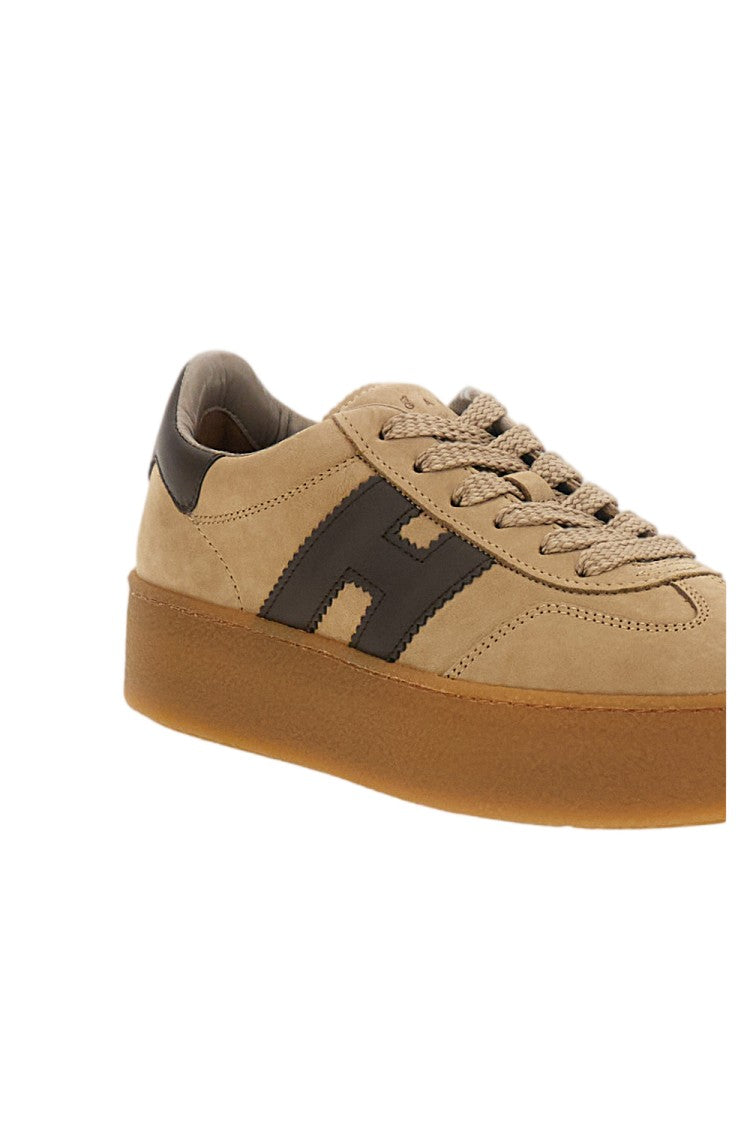 Hogan Beige H681 Allacciato H Suede Platform Sneakers