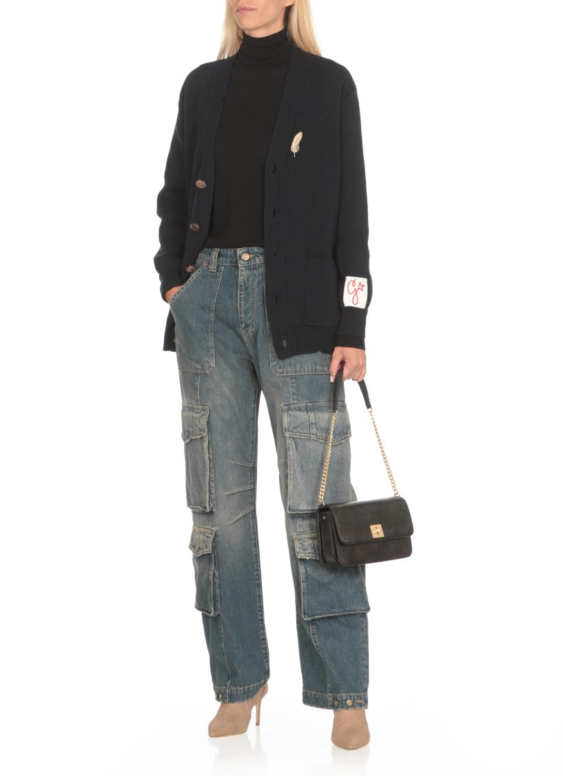 Golden Goose Black Leather Shoulder Bag For Woman