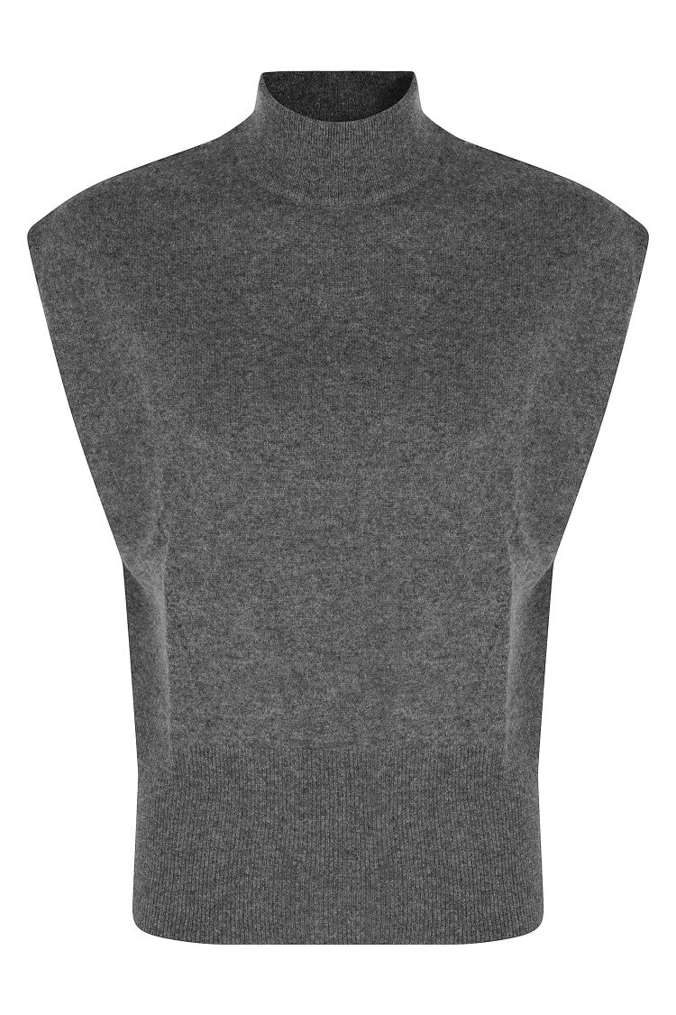 Semi Couture Gray Angelica Sweater With High Neckline And Structured Shoulders