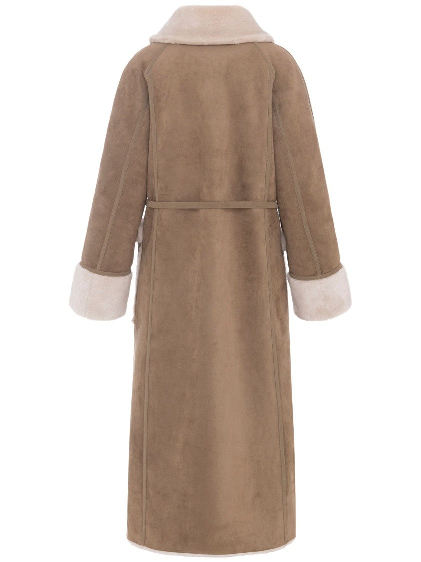 Urbancode Long Reversible Coat With Plush Texture And Shearling Trim