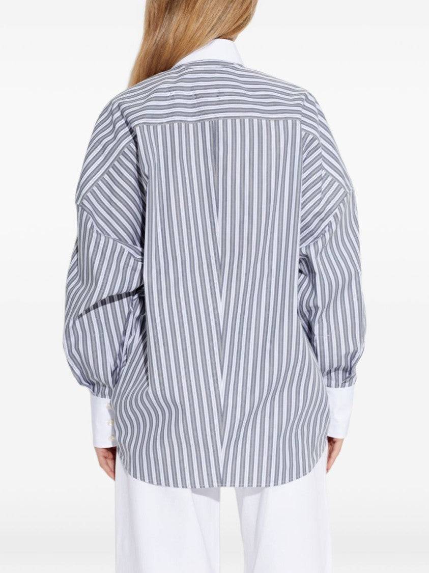 Stella Mccartney Vertical Stripe Shirt With Beige Patch