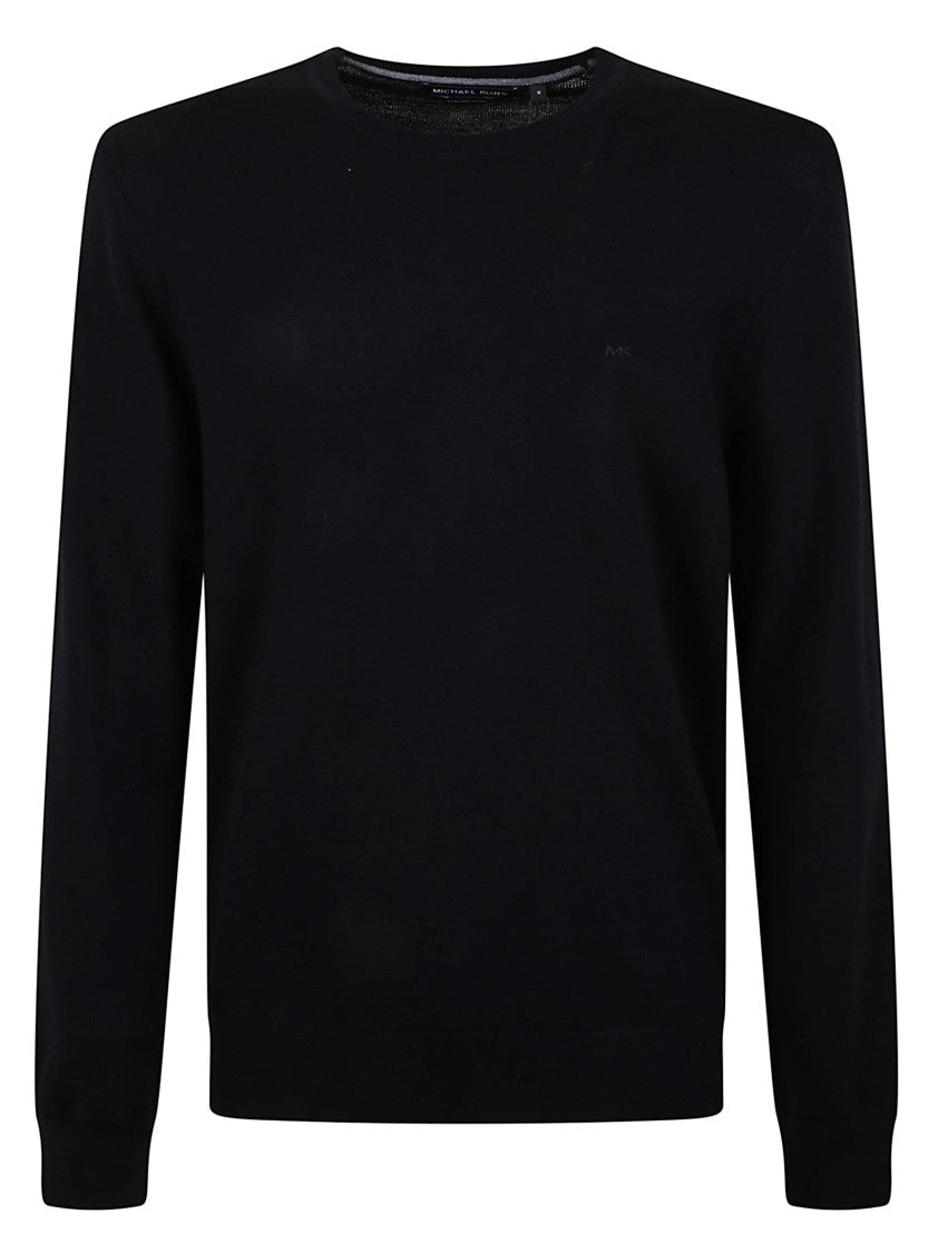 Michael Kors Crew Neck Blue Wool Sweater With Iconic Logo