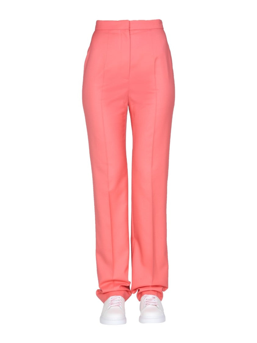 Alexander Mcqueen Tailored Pink Straight Leg Trousers