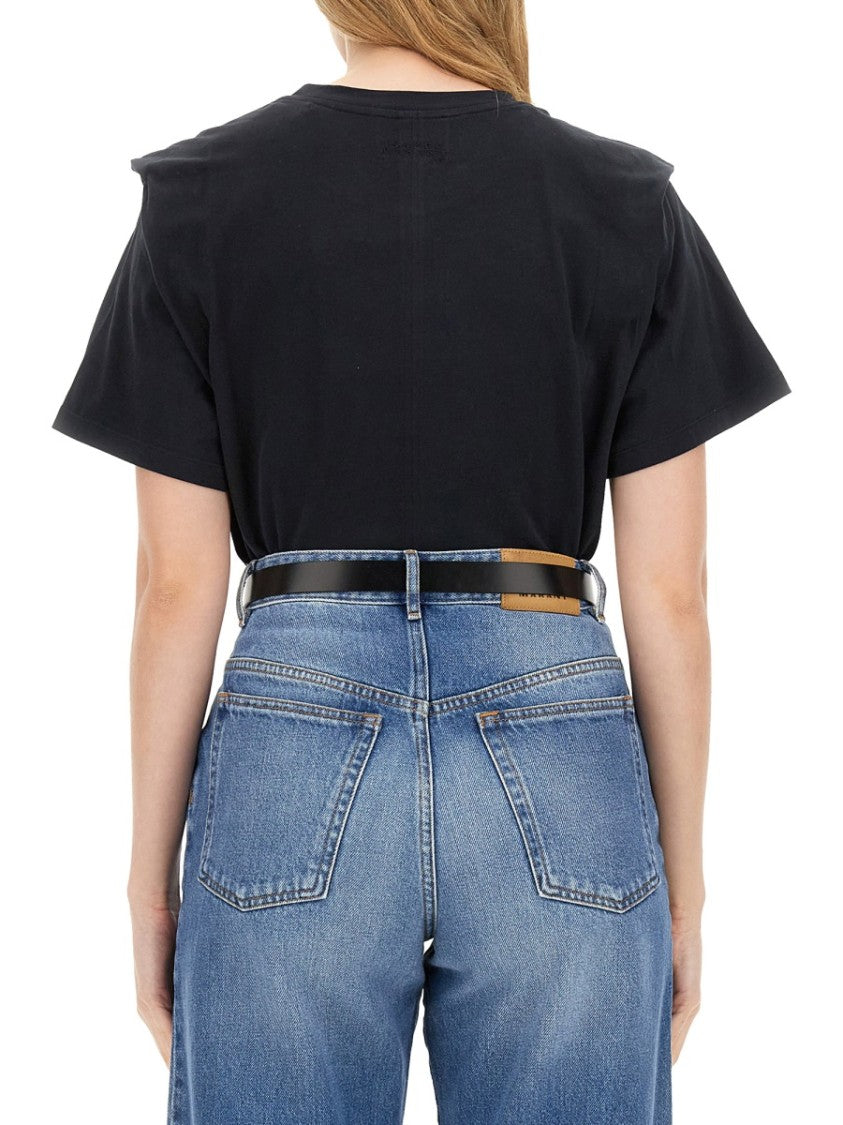 Isabel Marant Neutrals Zelitos Cropped Boxy Cotton T-Shirt