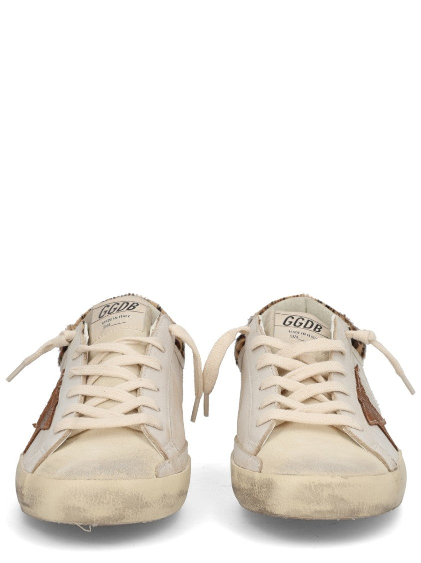 Golden Goose Super Star Distressed White Cow Leather Sneakers
