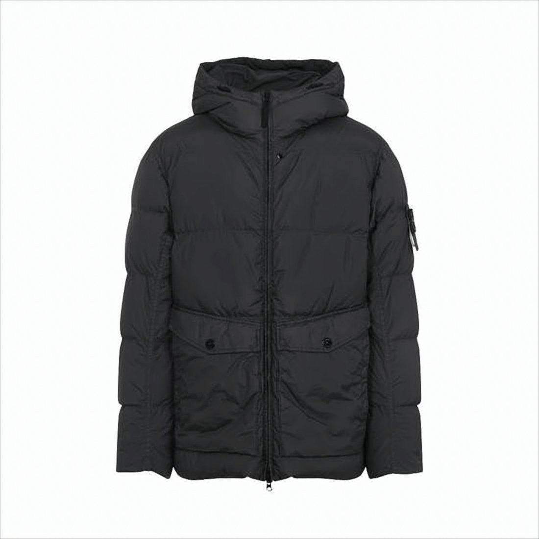 Stone Island Quilted Padded Jacket With Front Zipper And Hood