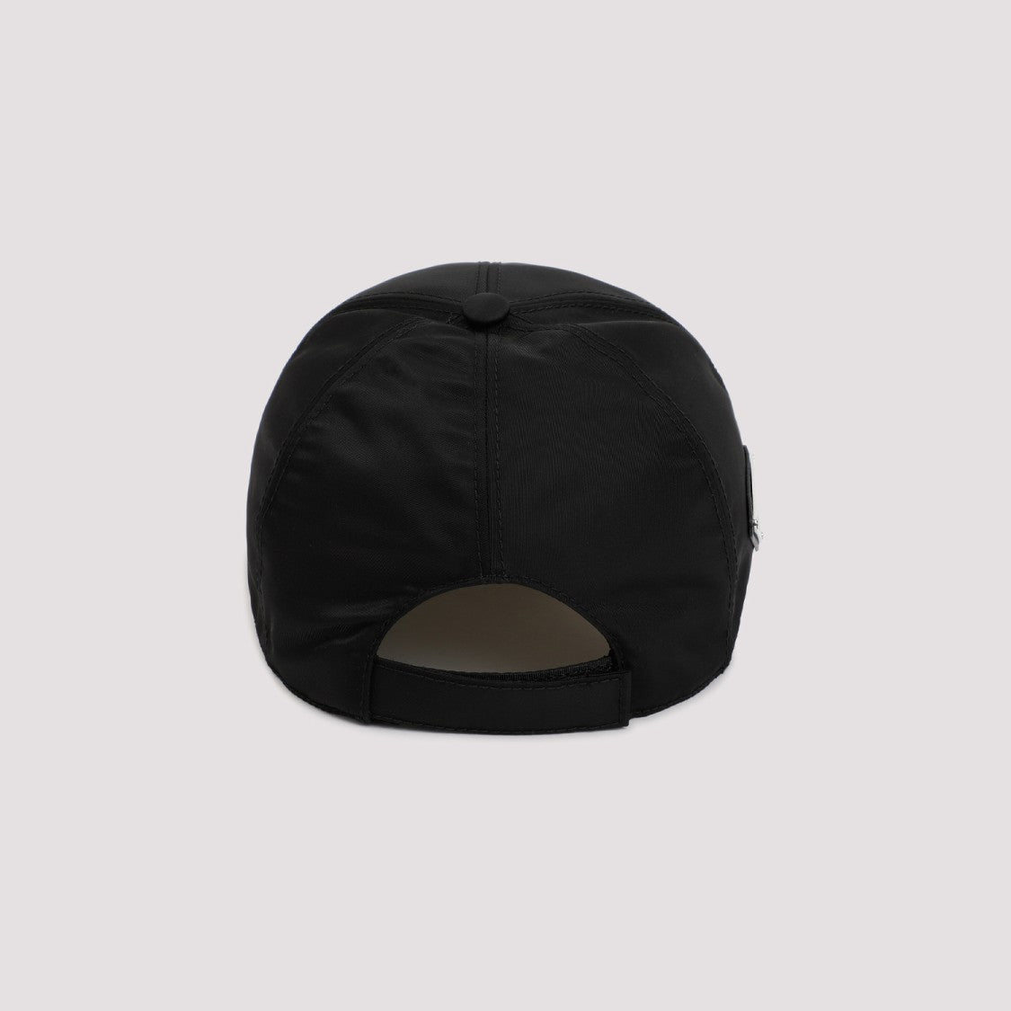 Prada Black Six-Panel Hat With Adjustable Strap And Iconic Logo