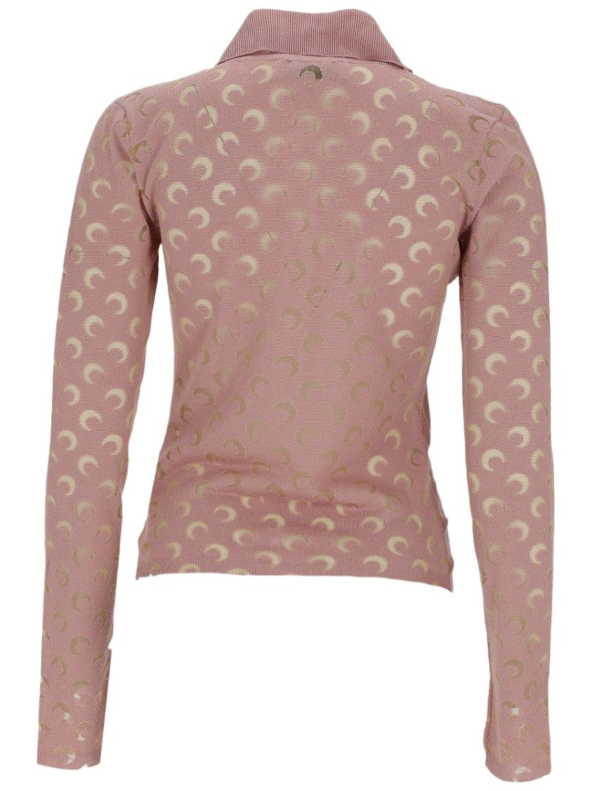 Marine Serre Pink Crescent Moon Viscose-Blend Cardigan