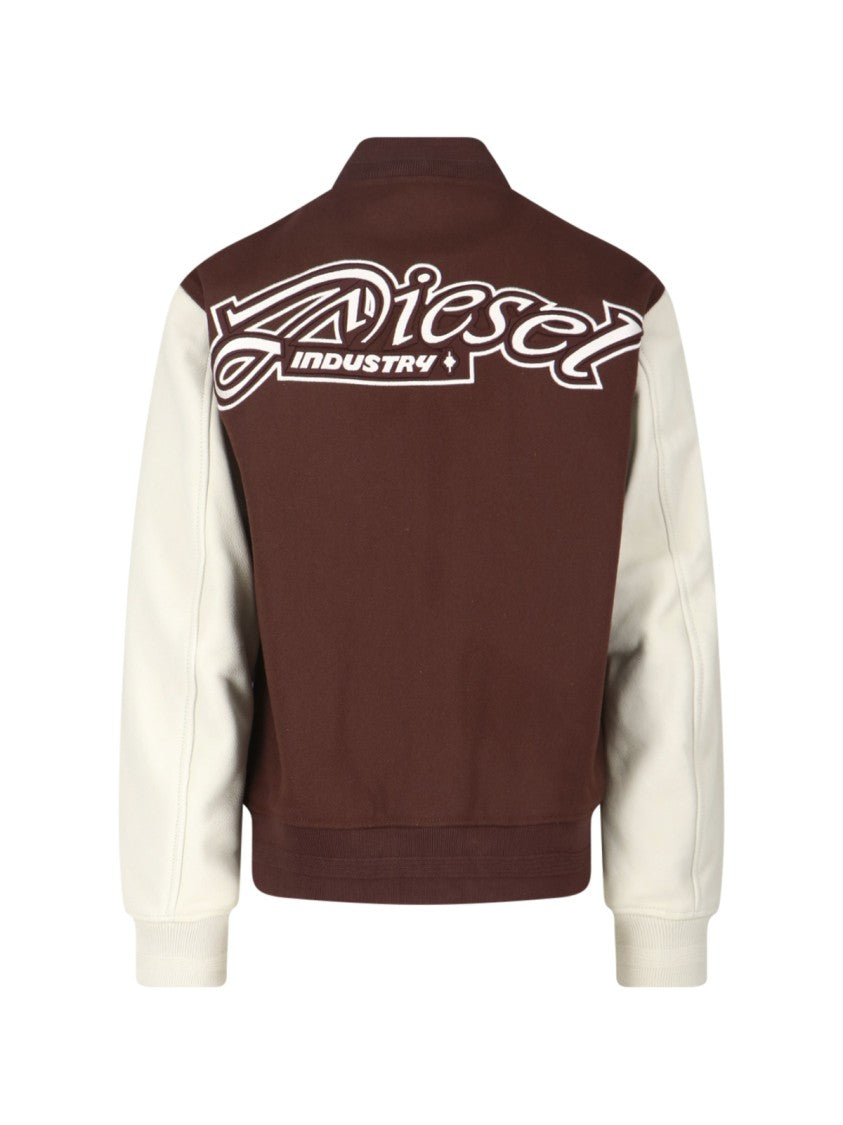 Diesel Shawl Collar Bomber Jacket – Brown/White