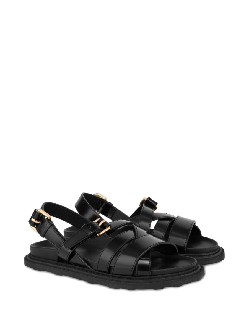Moschino Flat Sandals With Adjustable Ankle Strap