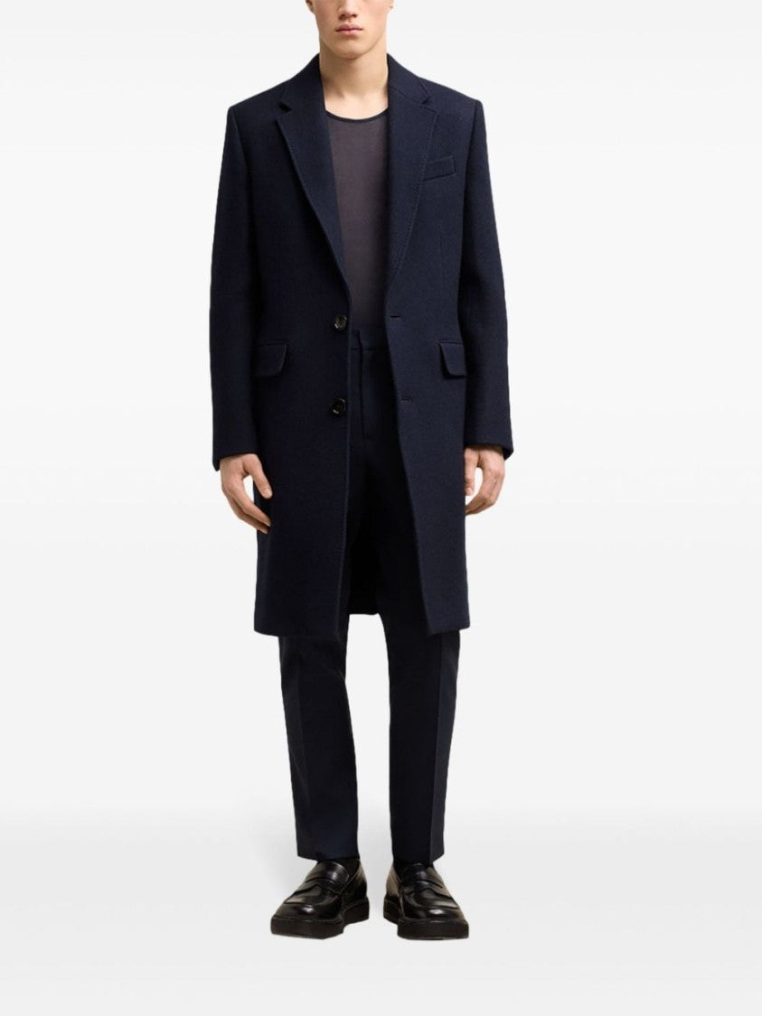 Ami Navy Blue Wool Coat