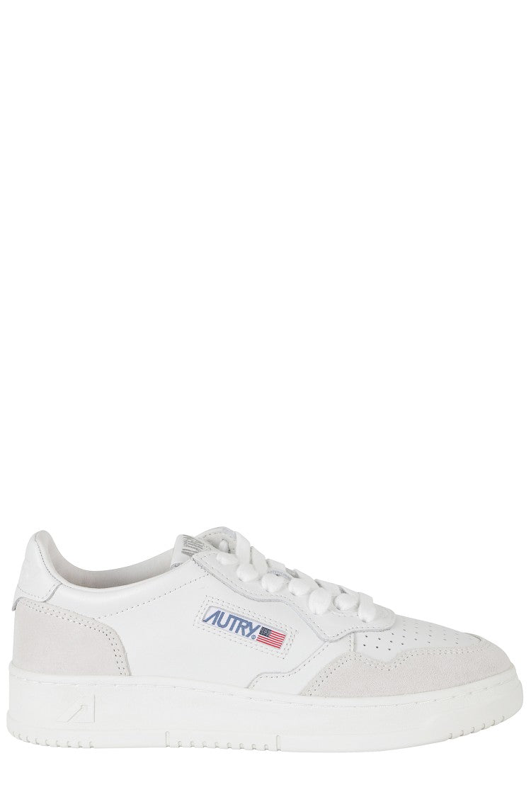 Autry White Medalist Low Suede Inserts Leather Sneakers