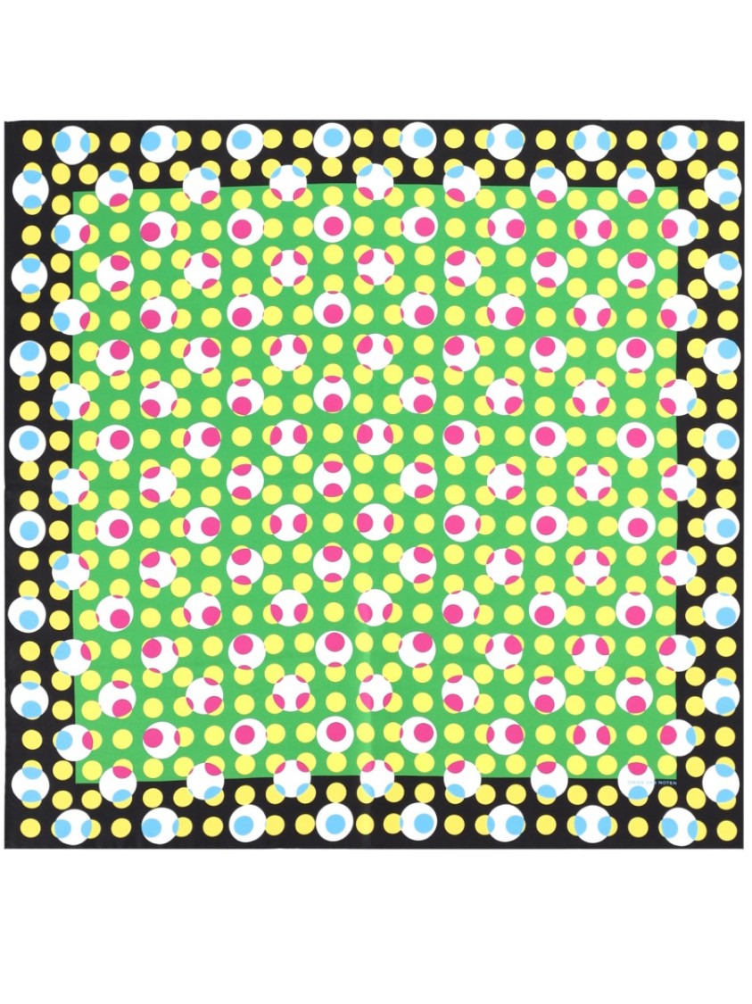 Dries Van Noten Square Silk Circles Geometric Scarf