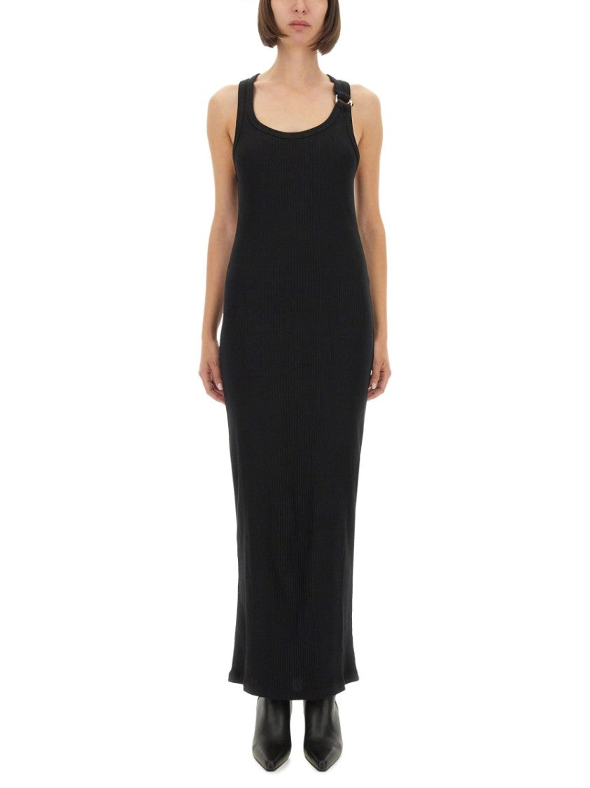 Jean Paul Gaultier Ribbed Black Maxi Dress