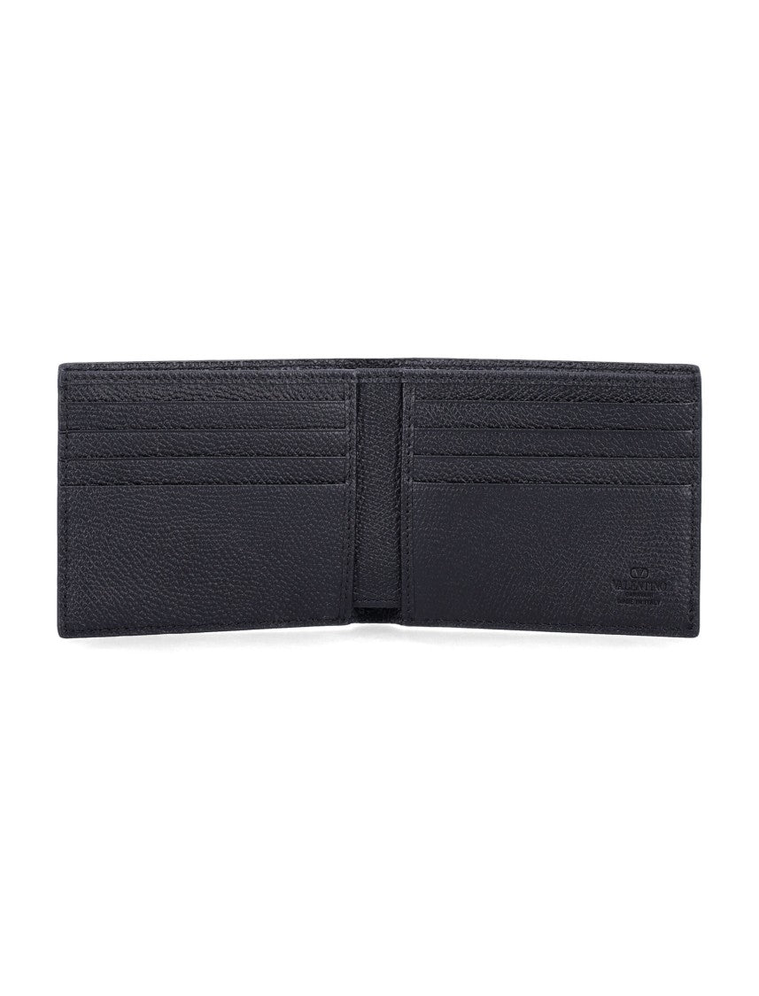 Valentino Garavani Textured Black Billfold Wallet