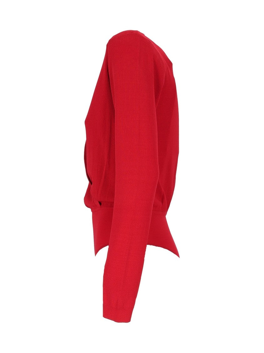 Elisabetta Franchi Fitted Bodysuit With Deep V-Neckline And Wrap Front