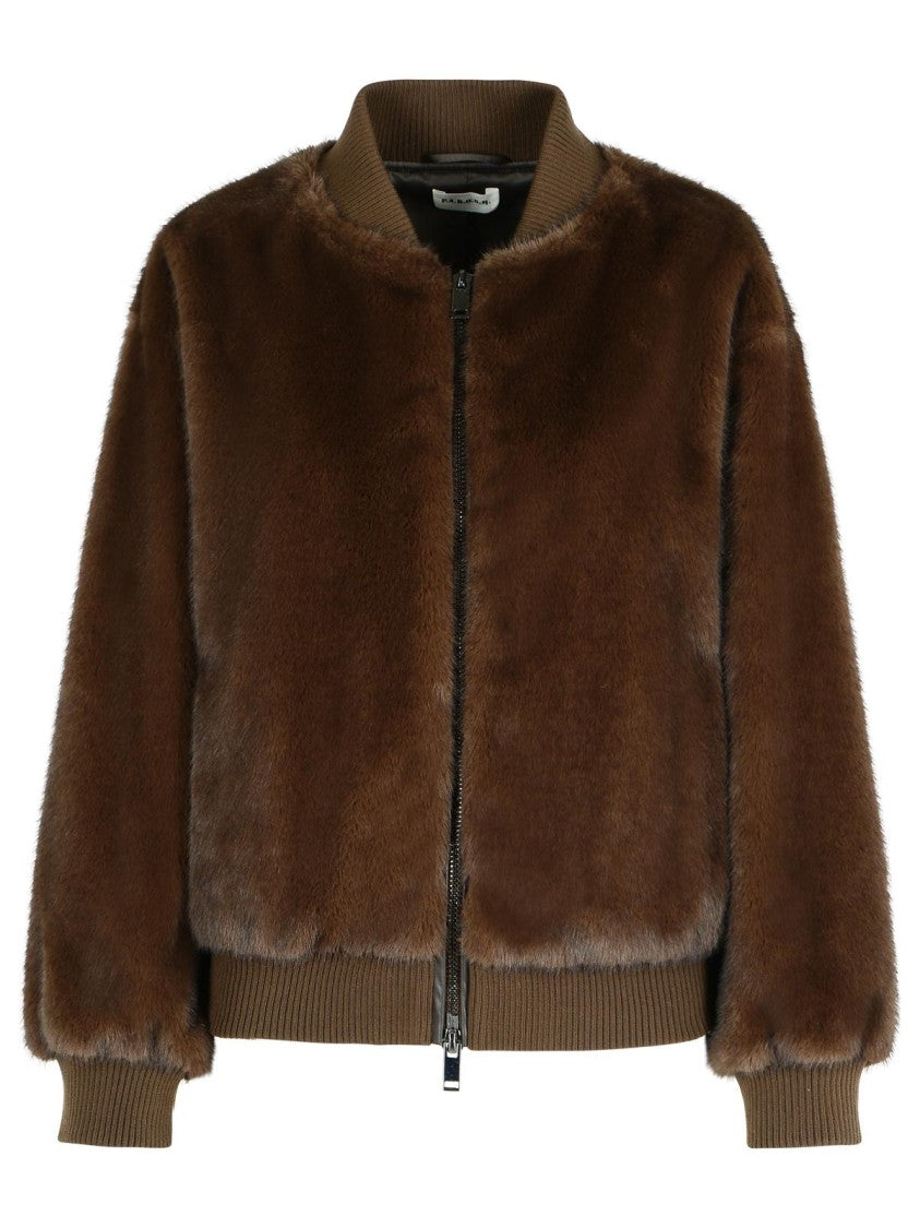 P.A.R.O.S.H. Brown Faux Fur Jacket