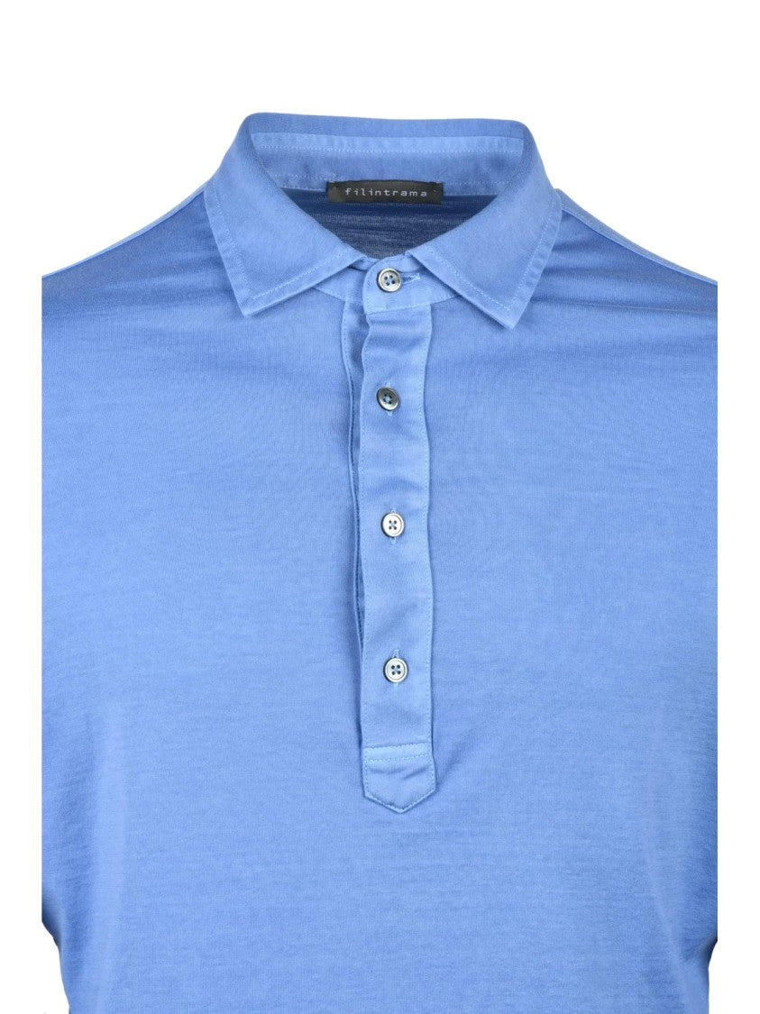 Filintrama Blue Long-Sleeve Buttoned Polo Shirt