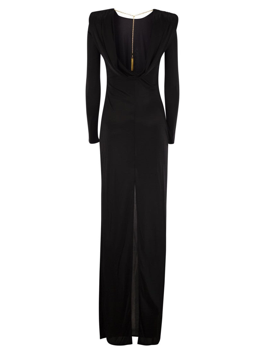 Elisabetta Franchi Red Carpet Dress In Shiny Viscose Jersey