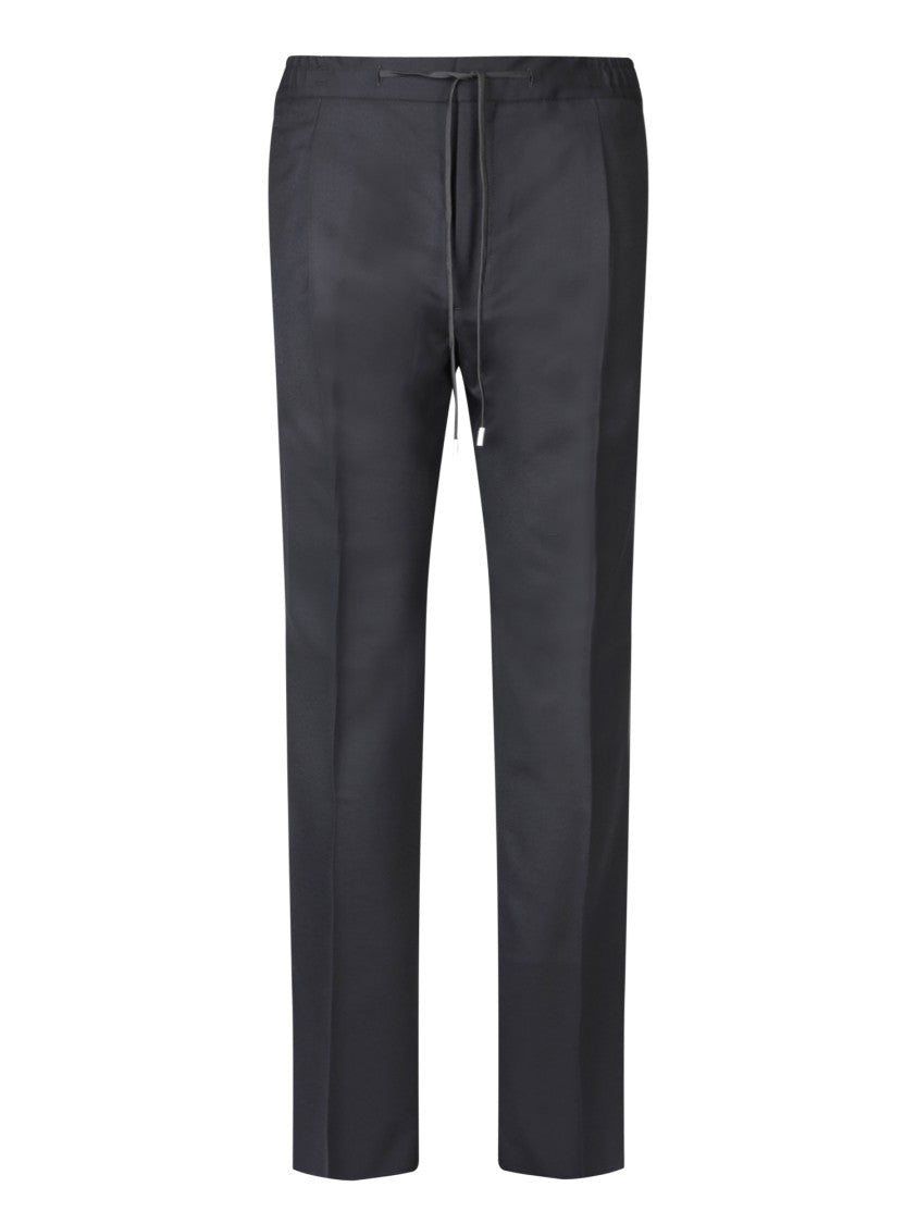 Lardini Black Wool-Elastane Tailored Trousers