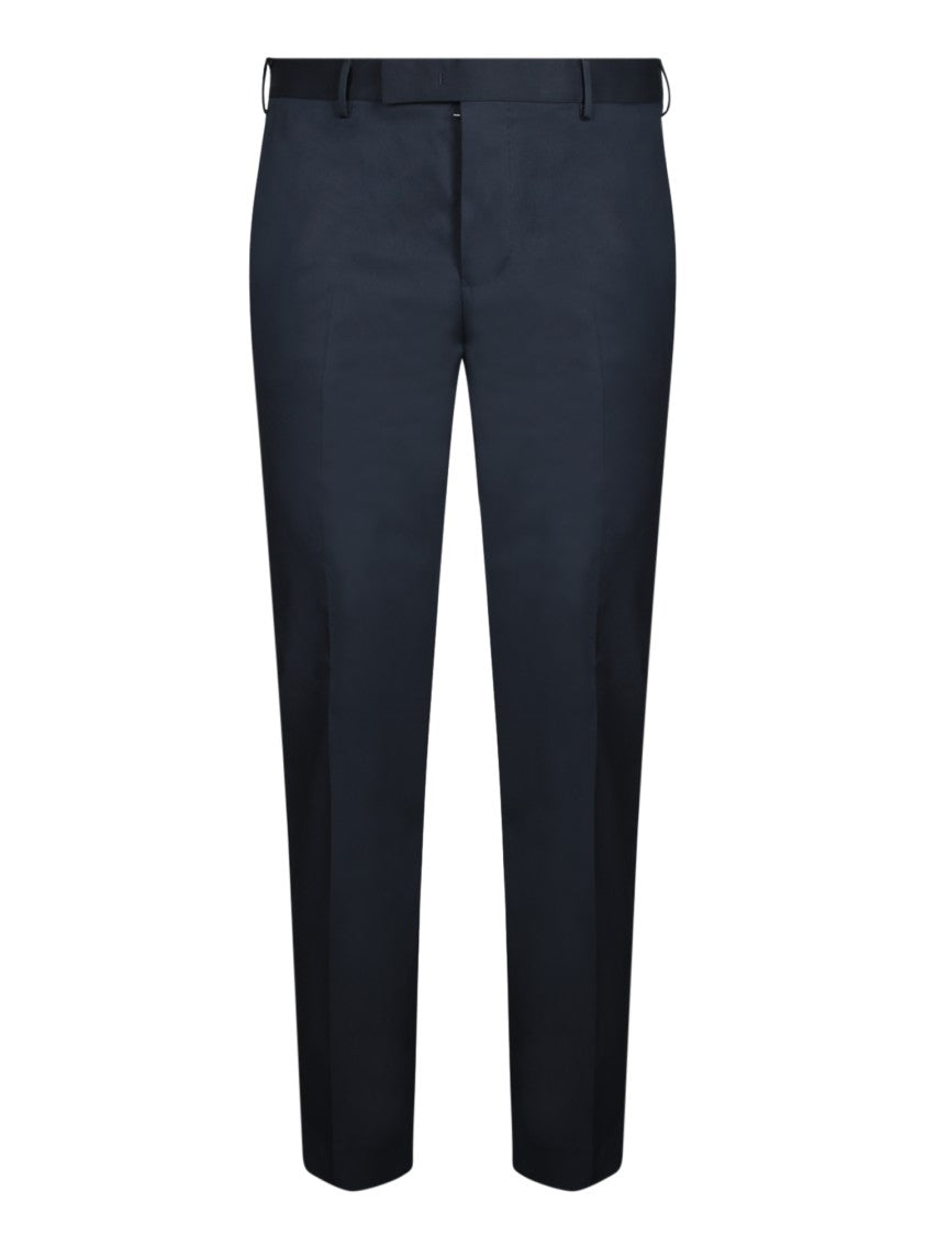 Pt Torino Straight Leg Blue Cotton Twill Trousers