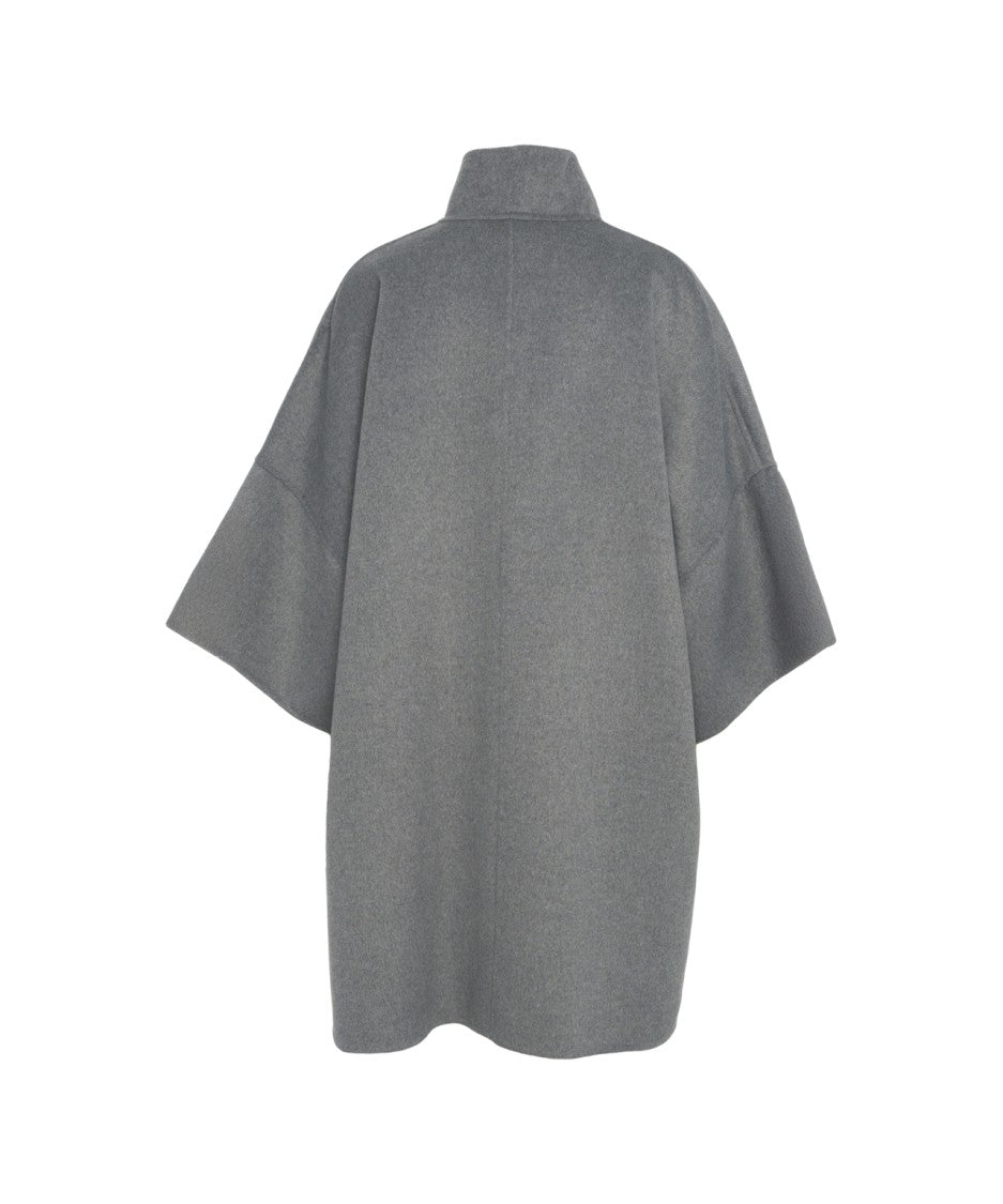 Liu Jo Gray Wool Coat With Waist Belt
