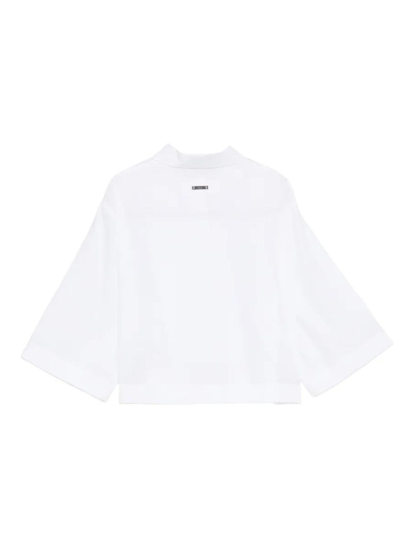 Iceberg Cropped White Eyelet Detail Shirt
