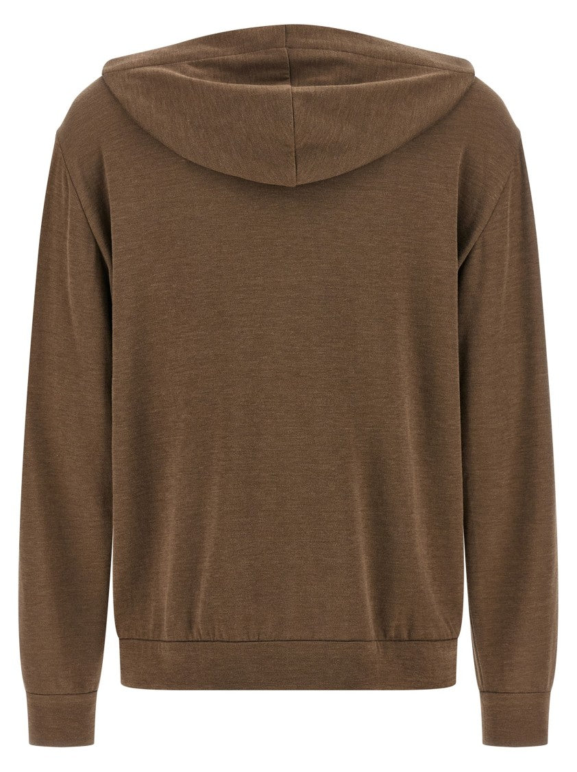 Brunello Cucinelli Mélange Cotton-Silk Blend Hoodie With Signature Zip Puller