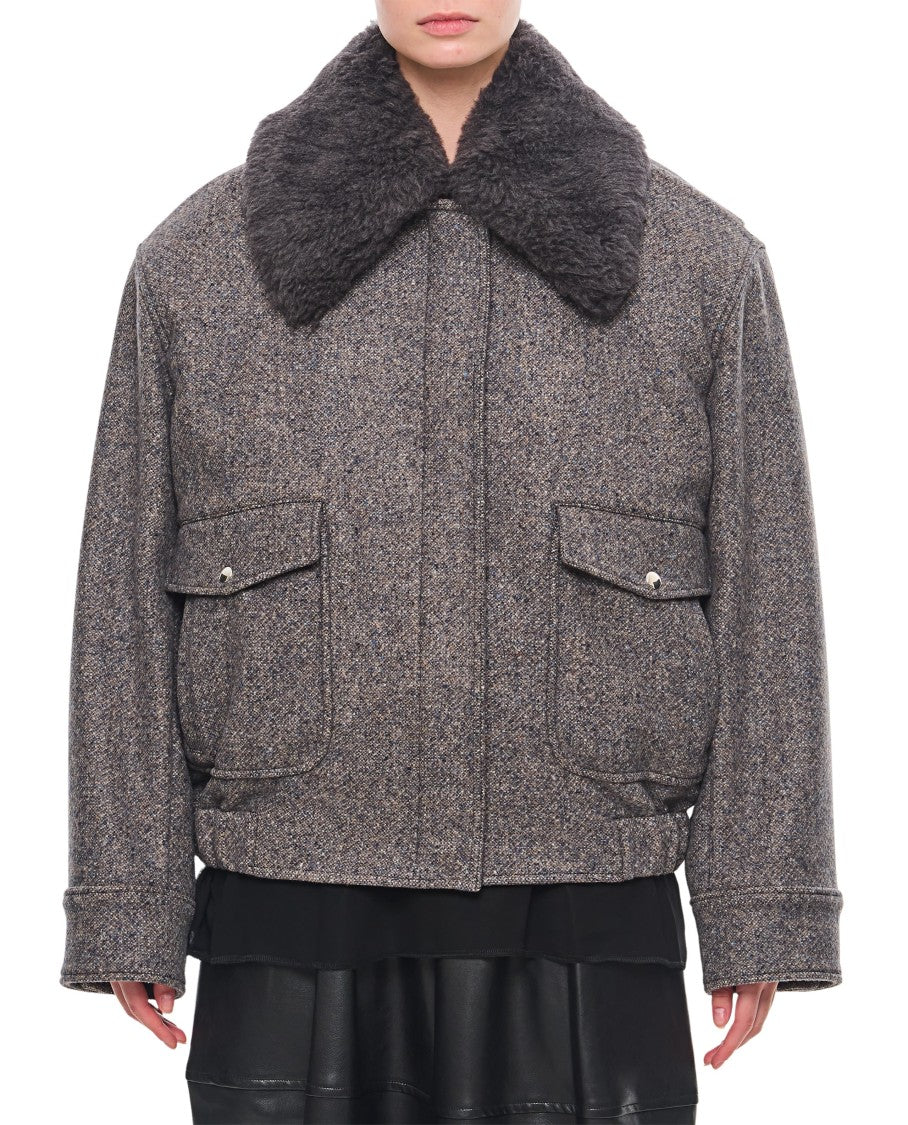 Stella Mccartney Teddy Wool Trimmed Zipped Jacket Unlined
