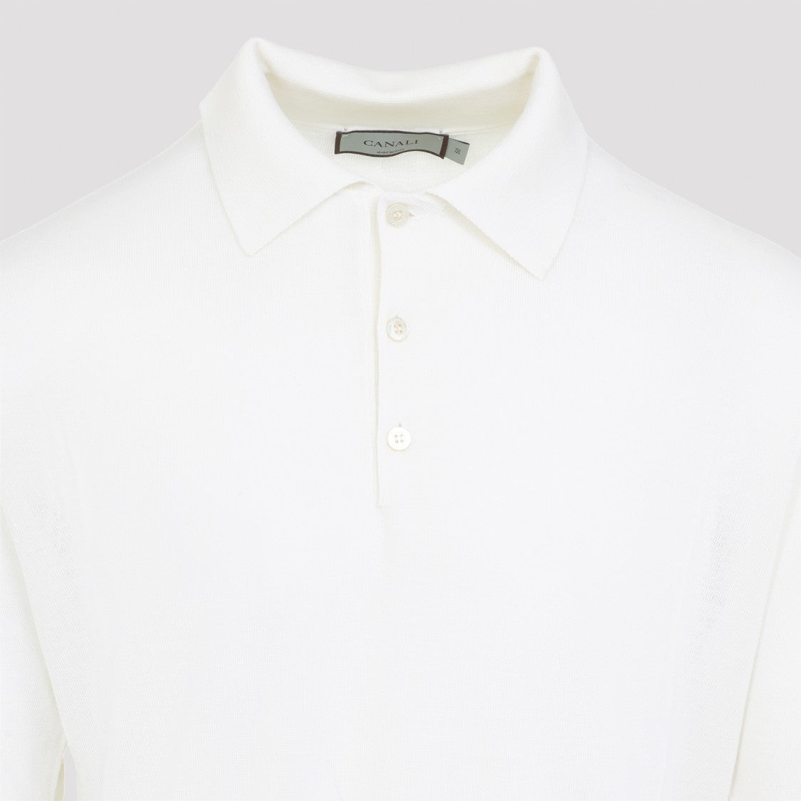 Canali White Wool Long Sleeves Polo