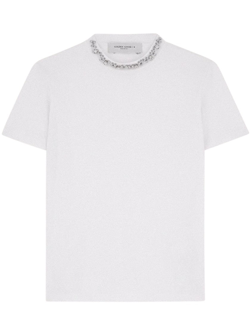 Golden Goose Golden Distressed Embroidered Cotton T-Shirt